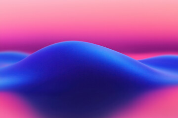 Poster - A mesmerizing abstract landscape featuring soft, flowing curves in vibrant shades of blue and pink, creating a serene and captivating atmosphere.