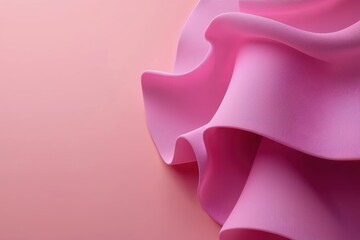 Poster - Delicate pink fabric with soft waves and folds, perfect for fashion, design, and textile backgrounds.