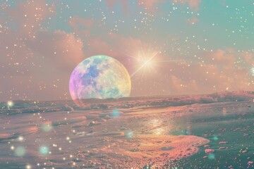 Moon with ocean photo space astronomy universe.