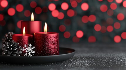 Elegant Christmas Candles with Bokeh Background