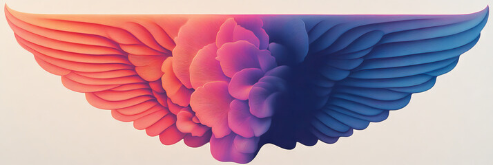 Wall Mural - Abstract wings with a flower design in vibrant colors.