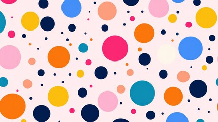 Light pink background with randomly placed pastel dots in varying sizes, creating a playful and whimsical dotted pattern 