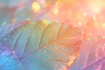 Poster - Holographic leaf texture background backgrounds sunlight outdoors.