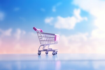 Wall Mural - Shopping cart gradient background pink consumerism supermarket.