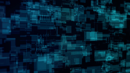 Poster - Abstract techno background. 3d technological composition. Information technology concept. Digital cyberspace with particles. 3d vector illustration.