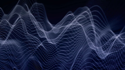 Aufkleber - Futuristic point wave of particles. Visualization of sound waves. Technology or science banner. Abstract digital 3D wave. Vector illustration.