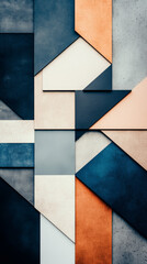 Sticker - Abstract geometric design with textured panels in cool and warm tones.