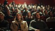 © urbanpalette - Cinematic Experience - People Watching a Movie in a Theater, Immersive Atmosphere with Big Screen, Popcorn, and Engaged Audience Enjoying Film