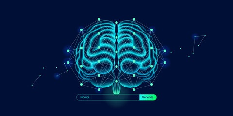 Fototapete - Illustration of abstract stream information. Generate image, video from prompt concept. Big data, technology, AI, data transfer, data flow, generative ai, large language model, AI prompt