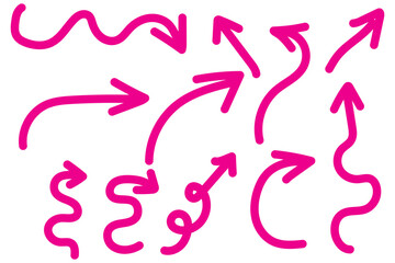 Thin curved arrows collection. Sketch arrows. Vector hand drawn arrows with curls, pointing different directions.