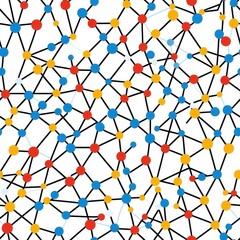 Poster - Abstract Network Connections with Colorful Nodes, seamless pattern