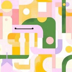Poster - Futuristic Digital Pathways in Clean Flat Design, seamless pattern