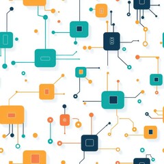 Poster - Minimal Geometric Tech Circuit Pattern Design, seamless pattern