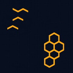 Poster - Futuristic Minimal Tech Design with Hexagons and Grid, seamless pattern