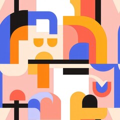 Poster - Abstract Digital Connections in Simple Tech Style, seamless pattern