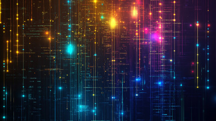 Poster - A beauty futuristic abstract background in a high-tech style. Shining lines and patterns resembling neural networks, connections, and digital circuits.