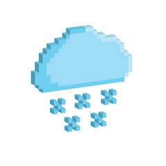 Poster - Isometric 3d pixel cloud snow icon weather pixel art icon vector element for 8 bit game