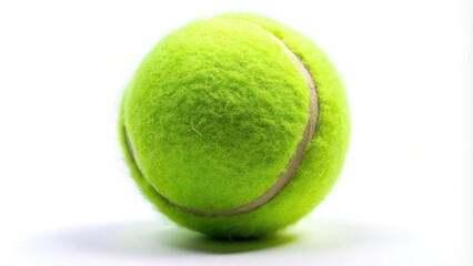 Green tennis ball isolated on white background macro