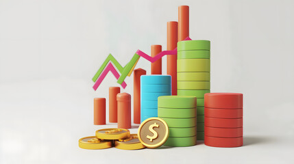 Poster - icon stock market 3D