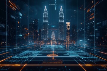 Leinwandbilder - Using big data connections to build smart cities is a concept.