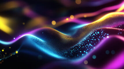 Poster - A beauty futuristic abstract background in a high-tech style. Shining lines and patterns resembling neural networks, connections, and digital circuits.