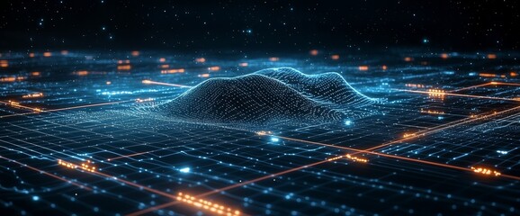 Poster - A network connection concept. Big data in Internet communication. A 3D rendering of a technology background.