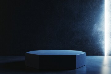 Leinwandbilder - The background is abstract, the pedestal is futuristic, the product stand is blank, and the background is Sci-Fi.