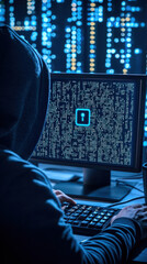 Poster - Hacker working on computer with code.