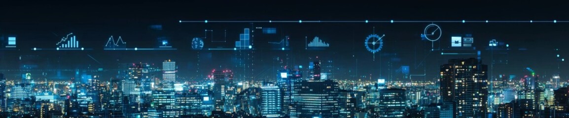 Fototapete - The ERP Enterprise Resource Planning system on a virtual screen with links to the business intelligence system