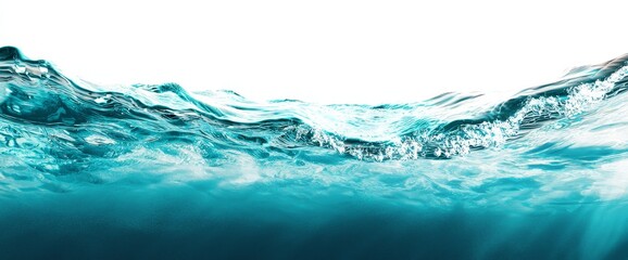 Poster - Background of sandy sea bottom isolated in white with waves underwater in blue ocean swimming pools