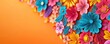 © PBMasterDesign - Vibrant paper flowers in various colors create a beautiful floral arrangement on a bright orange background.