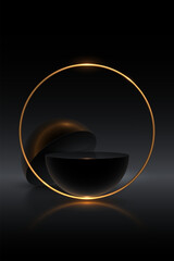 Poster - black sphere elements with golden ring
