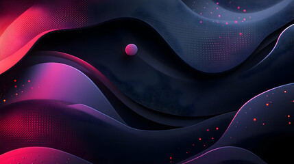 Aufkleber - Abstract 3D Background with Wavy Shapes and Glowing Dots