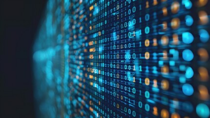 Poster - data stream with binary code background