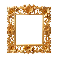 Wall Mural - Golden photo frame isolated on transparent background