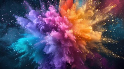 Sticker - Colorful Explosion of Powder in Motion