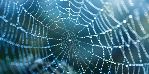 spider web with water drops