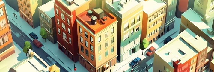 2D animated cartoon city