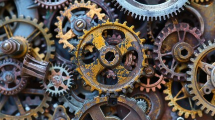 Poster - Vintage Gears and Cogs in Rustic Arrangement