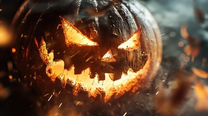 Canvas Print - Halloween pumpkin close up shot