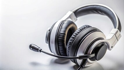 Headphone with microphone for gamers on a white background Extreme Close-Up