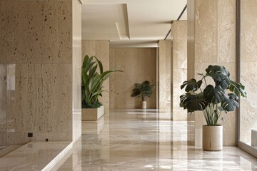 Canvas Print - Modern architecture flooring building corridor.