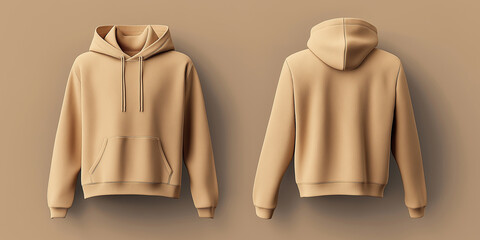 Poster - Beige hoodie mockup floating front and back view