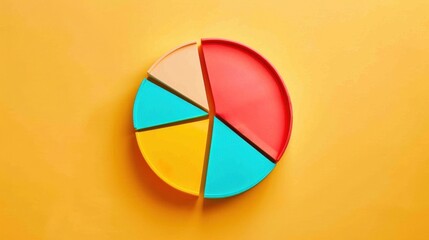 Poster - Colorful Pie Chart on Bright Yellow Background
