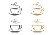 © Nurul Hasan - Coffee Cup with steam vector art illustration typicallyfeatures stylized and simplified representation of a coffee cup, designed using clean lines and shapes, presented with black and golden color.
