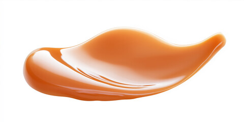 Poster - Smooth caramel sauce flowing on white background