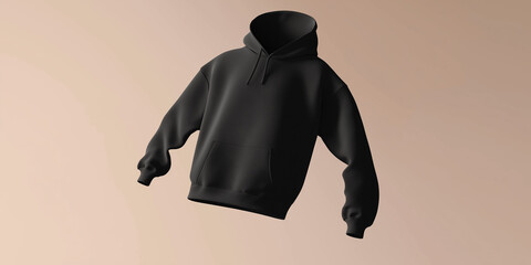 Poster - Black hoodie floating on minimalist background for mockup