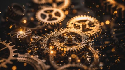 Poster - Intricate Gears and Sparks in a Mechanical Setting