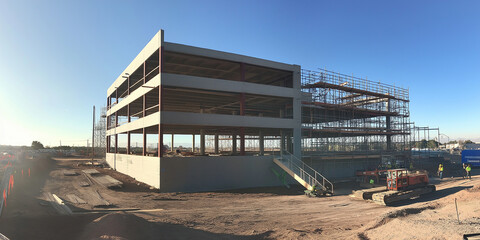 Aufkleber - Construction workers building new modern office building