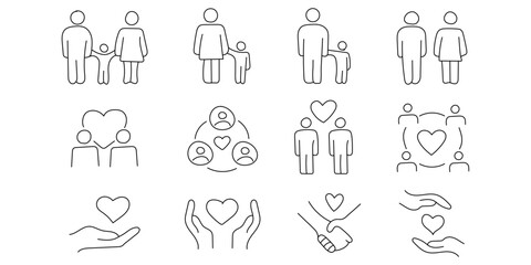 Leinwandbilder - A pattern depicting a family, a father with a child, and parents with a child. Pictures love, family, parenthood.
